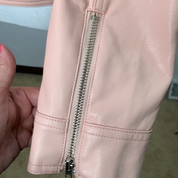 Blu Pepper Pink Vegan Leather Biker Jacket - Sz M - Picture 6 of 9